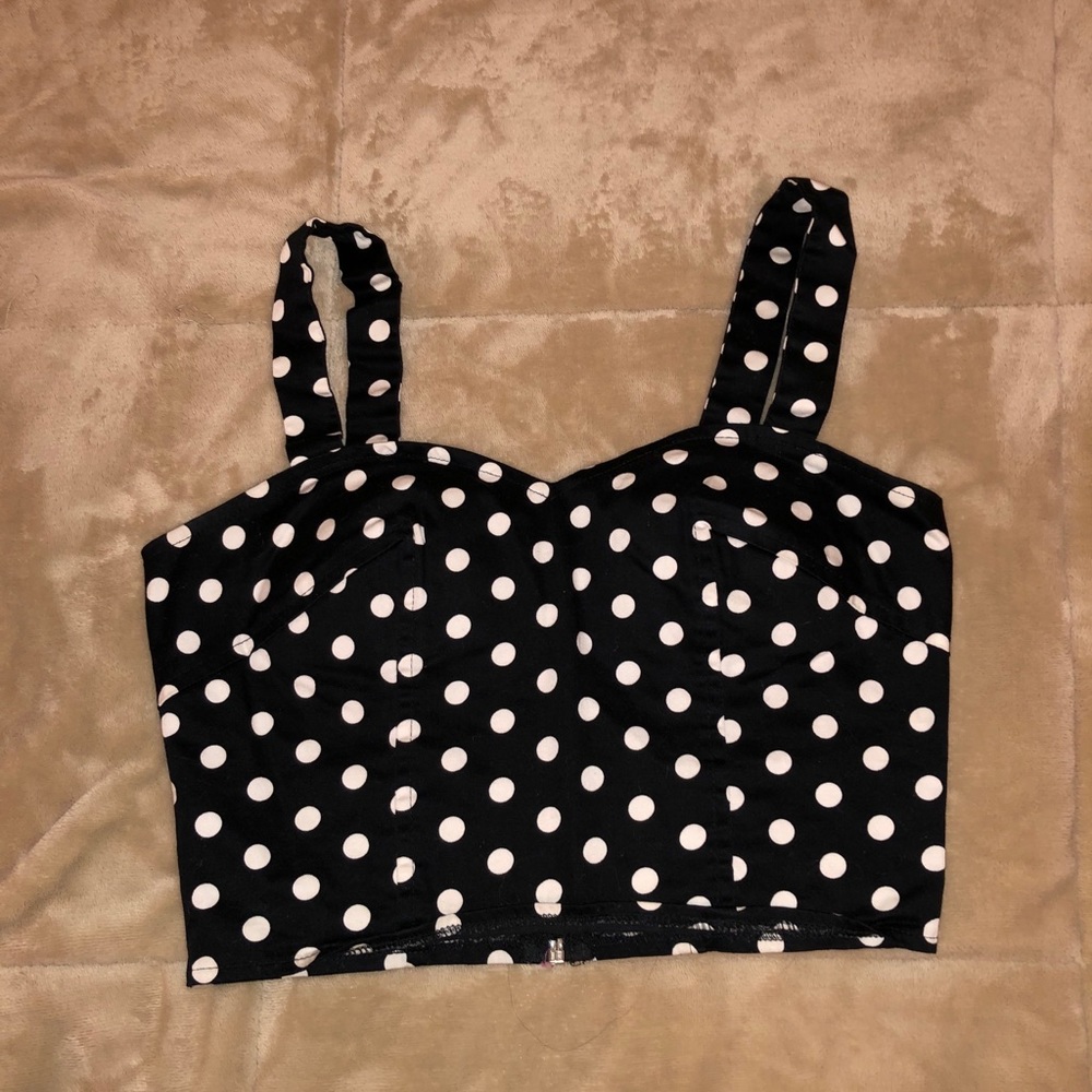 Charlotte Russe Black & White Polka Dot Crop Top